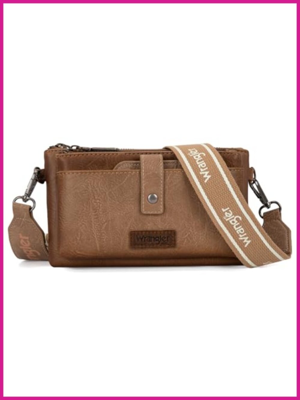 Women's Dual Zipper Crossbody Wallet Purse with Card Holder Guitar Strap